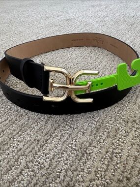 NWT Sam Edelman Black Leather Belt with Gold Buckle